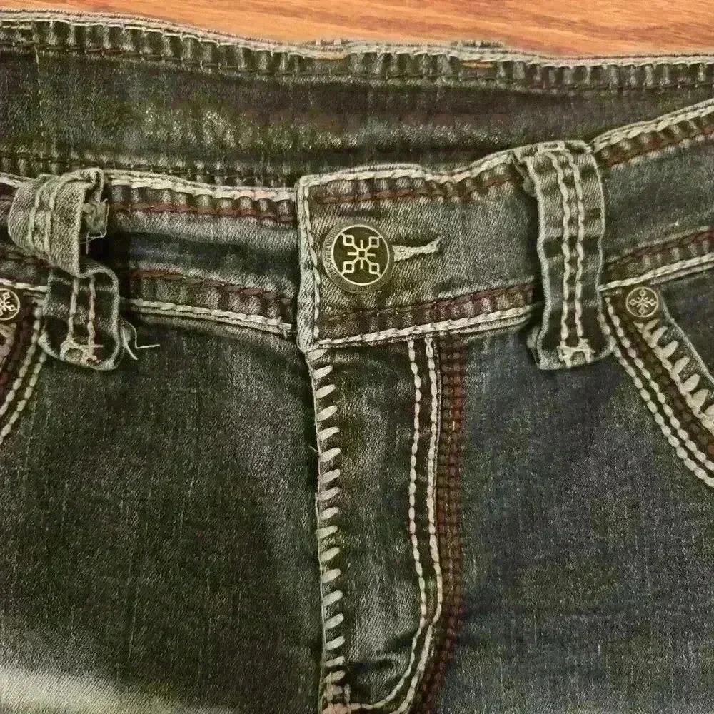 Lamasini Men's Gray Denim Medium Wash Mid-Rise Straight Wide Leg Jeans,Sz 34/30 - Picture 2 of 6